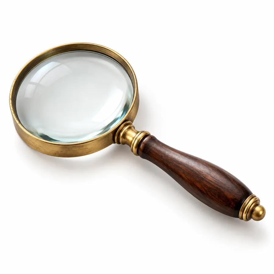 Generated image: magnifying glass with a wooden handle.
